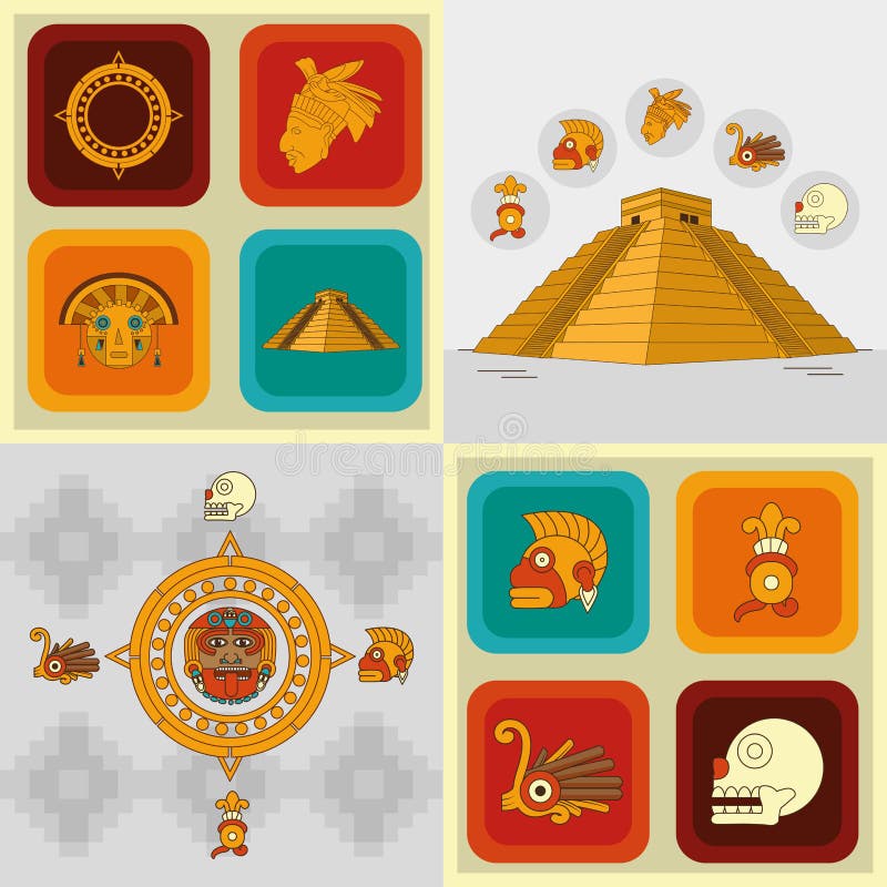 Maya icon set design stock vector. Illustration of mexican - 109837407