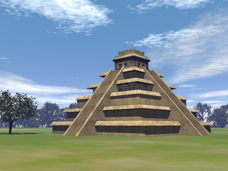 Maya pyramid - 3D render stock illustration. Illustration of building ...