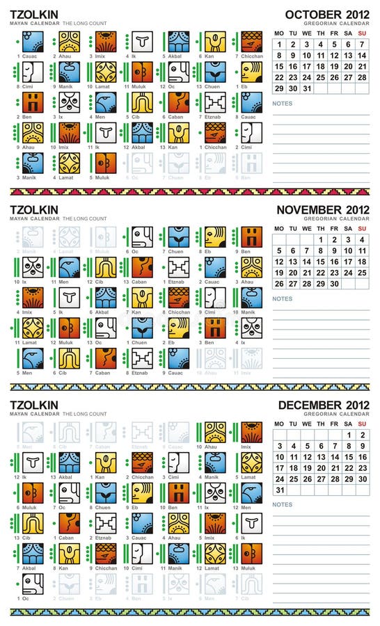 Mayan Calendar October December 12 European Stock Vector Illustration Of Manik Cauac