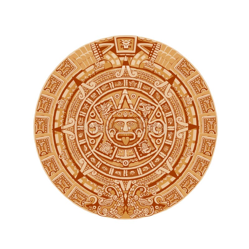 Mayan calendar vector ancient mexican round stone