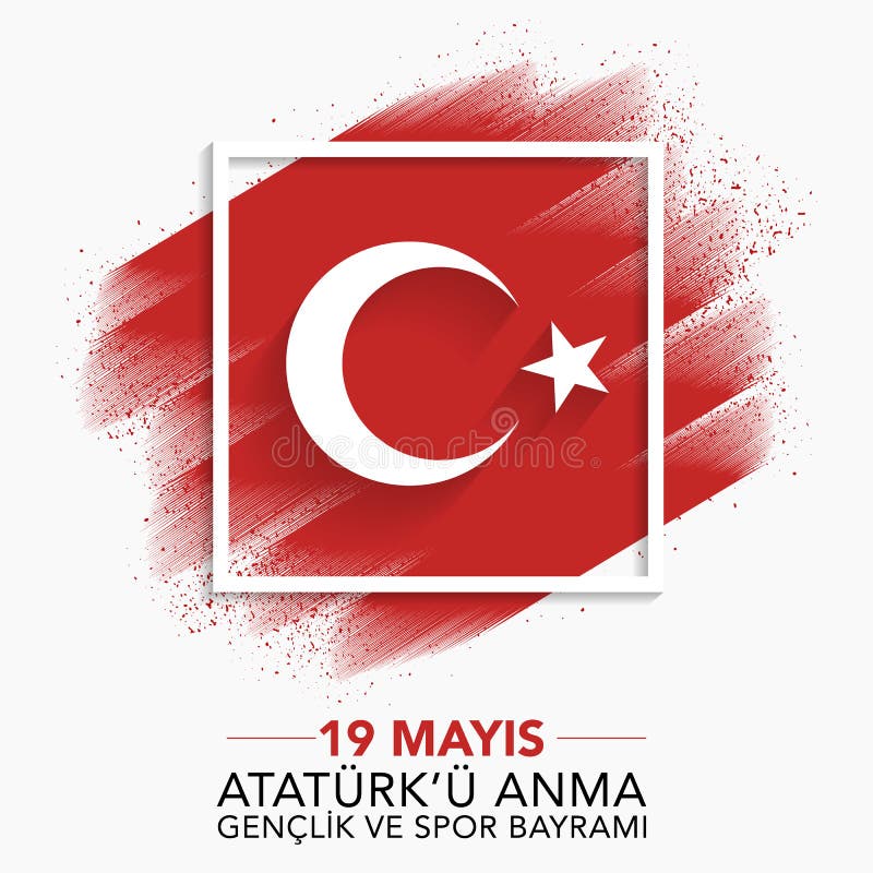 19 Mayis Ataturk ?u Anma Genclik ve Spor Bayrami, 19 kan ?minnelsen av den Ataturk, ungdom- och sportdagen, grafisk banerdesign t stock illustrationer 19 Mayis Ataturk ?u Anma Genclik ve Spor Bayrami, 19 kan ?minnelsen av den Ataturk, ungdom- och sportdagen, grafisk banerdesign t stock illustrationer