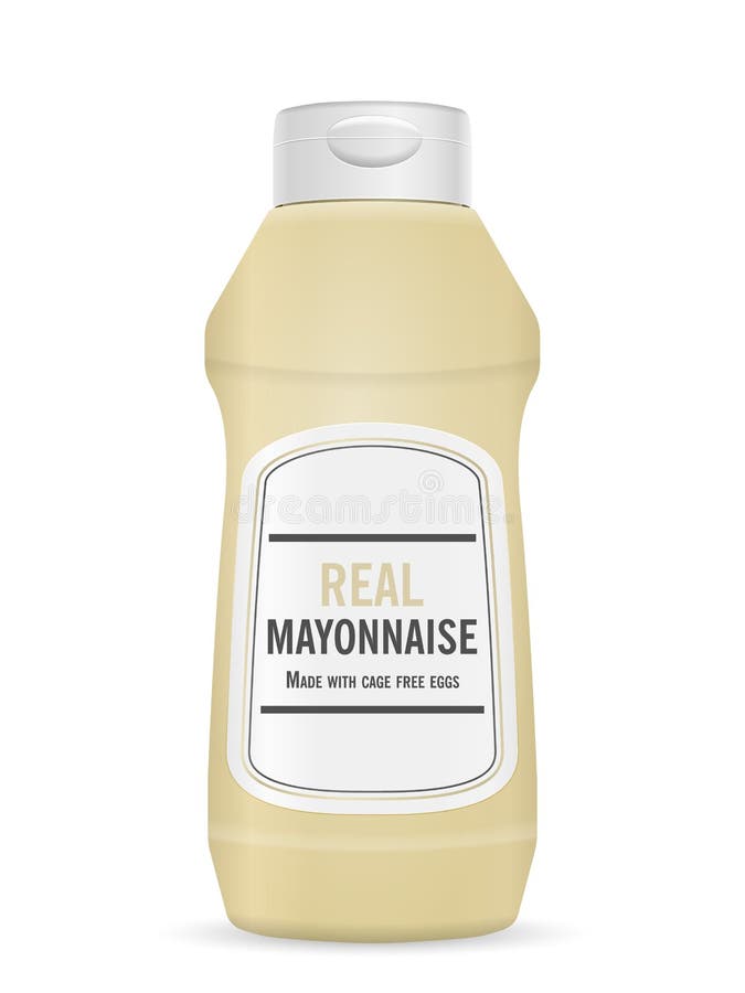 Mayonnaise Bottle with Hand Drawn Letters. Stock Illustration
