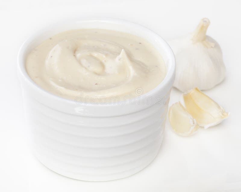 Immersion D'Aioli Mayonnaise D'ail Photo stock Image du côté, copie