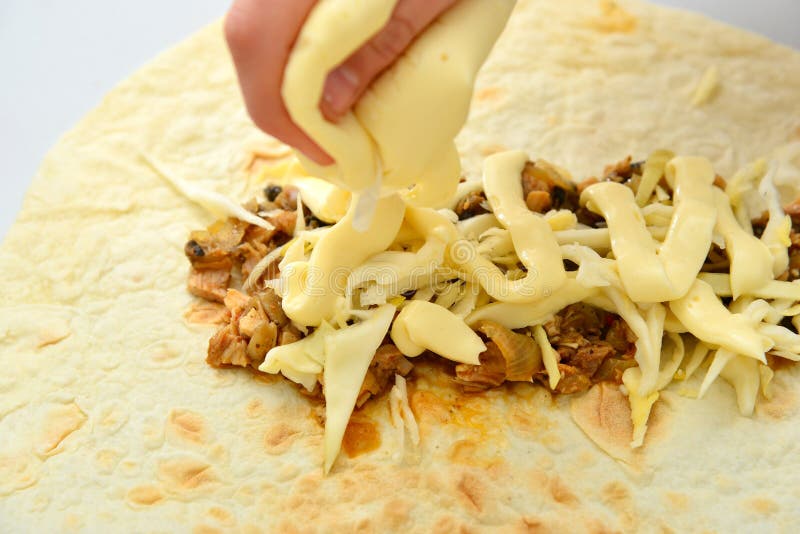 Mayonnaise with Fried Meat for Cooking Fast Food Stock Photo Image of