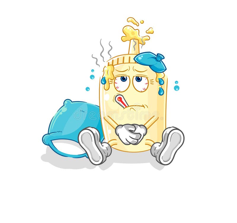 Mayonnaise Sick Vector. Cartoon Character Stock Vector Illustration