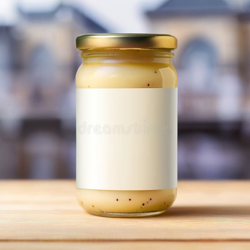Mayonnaise in Glass Jar, Blank Empty Generic Product Packaging Mockup