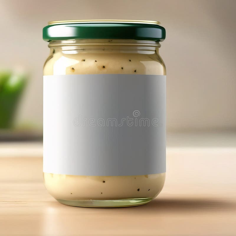 Mayonnaise in Glass Jar, Blank Empty Generic Product Packaging Mockup