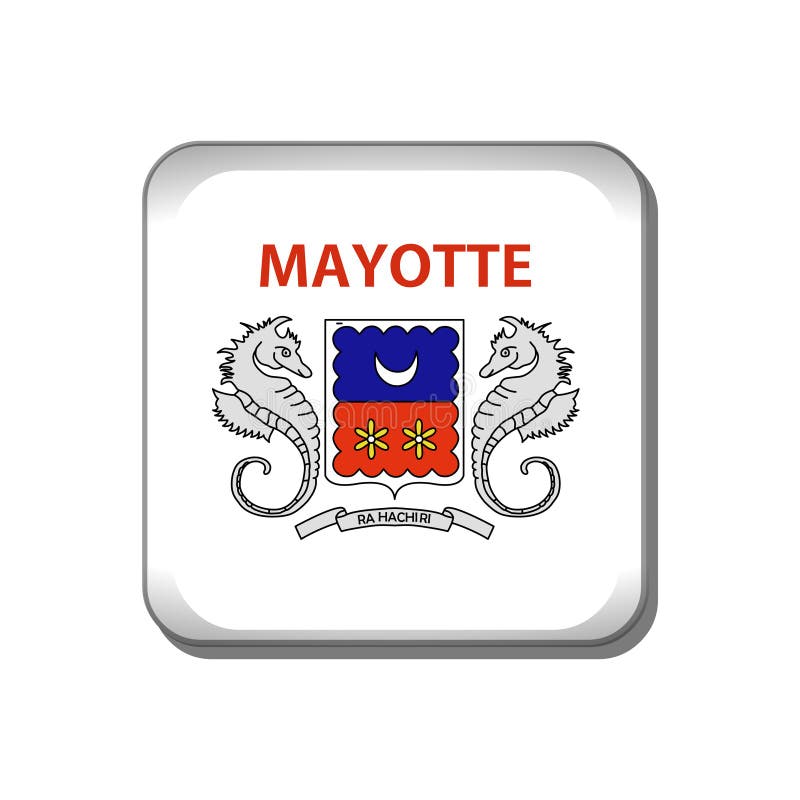 Mayotte Flag Button Icon Isolated on White Background Stock Vector