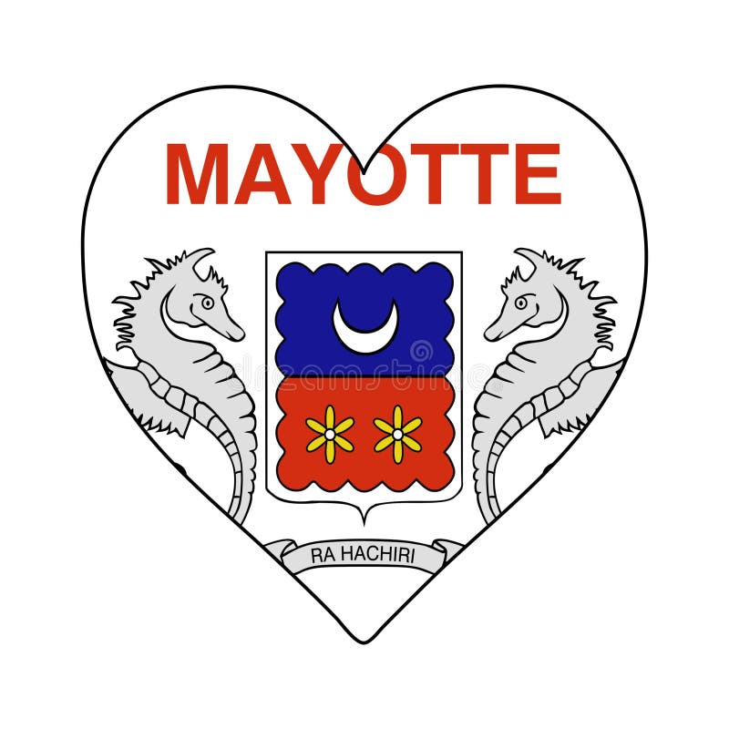 Mayotte Flag Map Ribbon And Heart Icons Vector Illustration