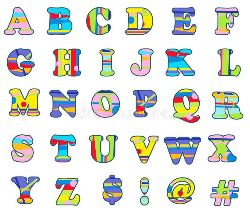Mayúsculas del alfabeto colorido de la diversión