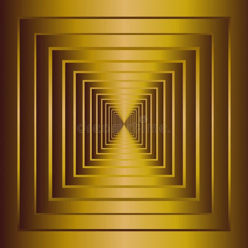 3 D Square vortex background in gold
