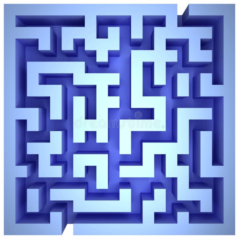 A maze of blue walls stock illustration. Illustration of maze 18694680