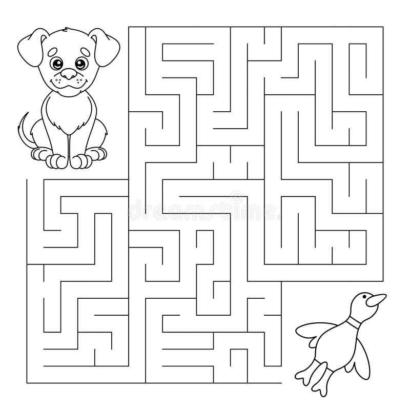Kids Maze Game. Help dog find tasty bone. labyrinth puzzle design. Vector  illustration in flat and outline style.Kids Maze Game. Help dog find tasty  bone. labyrinth puzzle design. Vector 10803498 Vector Art