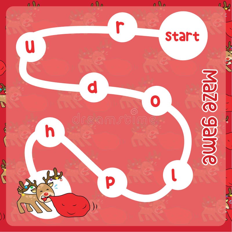 Maze Game for Toddlers with Christmas Theme. Stock Vector