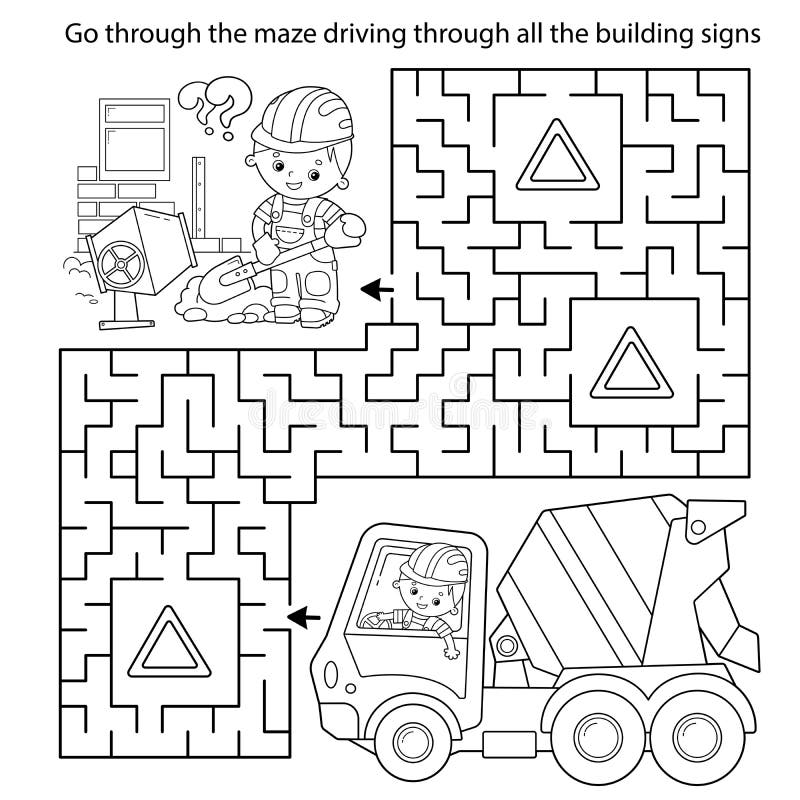 Maze or Labyrinth Game. Puzzle. Coloring Page Outline of Cartoon ...