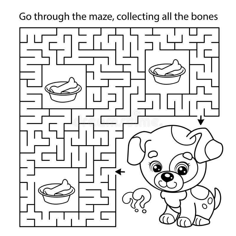 Printable Mazes - Print your Maze Dog Find Bone puzzle