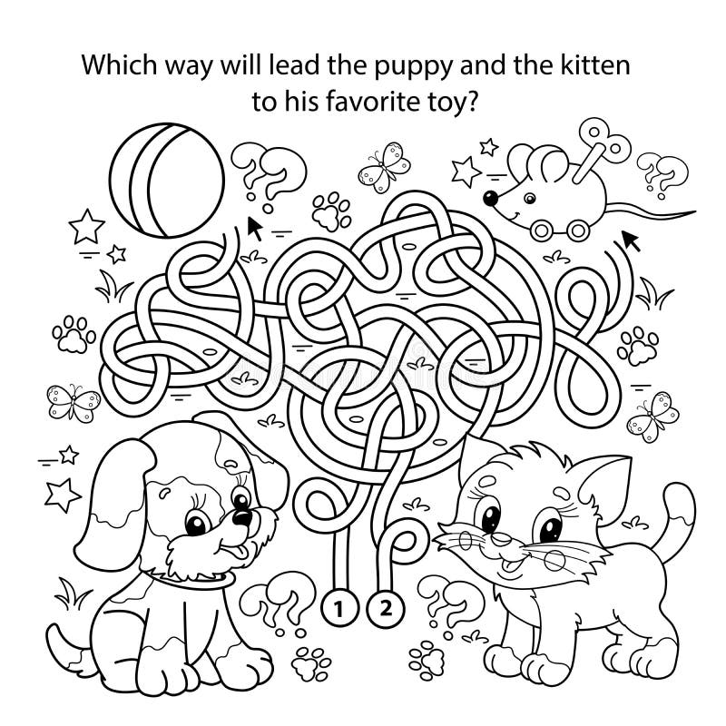 https://thumbs.dreamstime.com/b/maze-labyrinth-game-puzzle-tangled-road-coloring-page-outline-cartoon-little-cat-dog-toys-pets-book-kids-237083479.jpg