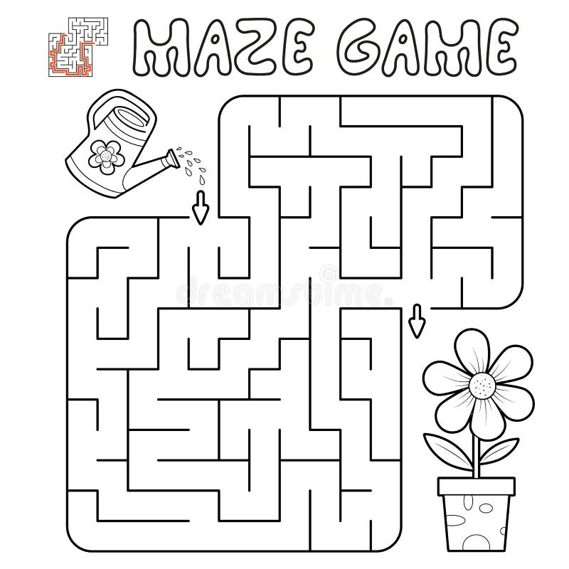 Maze Puzzle Game for Children. Outline Maze or Labyrinth Game with