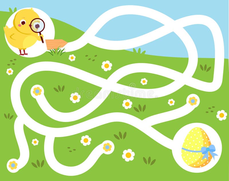 Maze Puzzle. Help Chicken Find Eggs. Easter Egg Hunt Activity for and