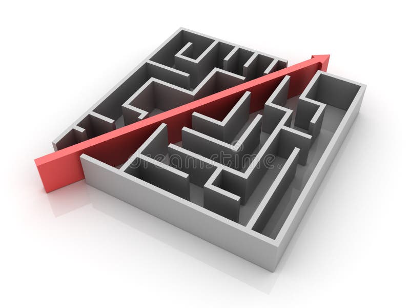 Labyrint Oplossing stock illustratie