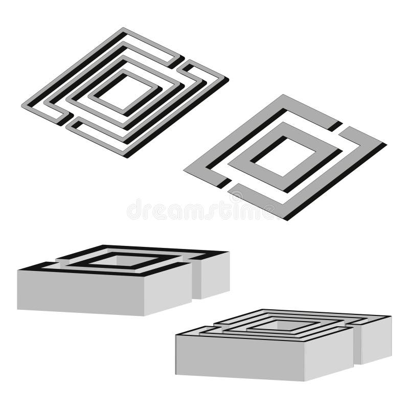 Maze square symbol. Geometric labyrinth icon. Abstract puzzle design. Vector black white game. vector illustration