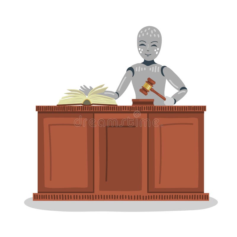 Mazo de la tenencia del juez del robot libre illustration Mazo de la tenencia del juez del robot libre illustration