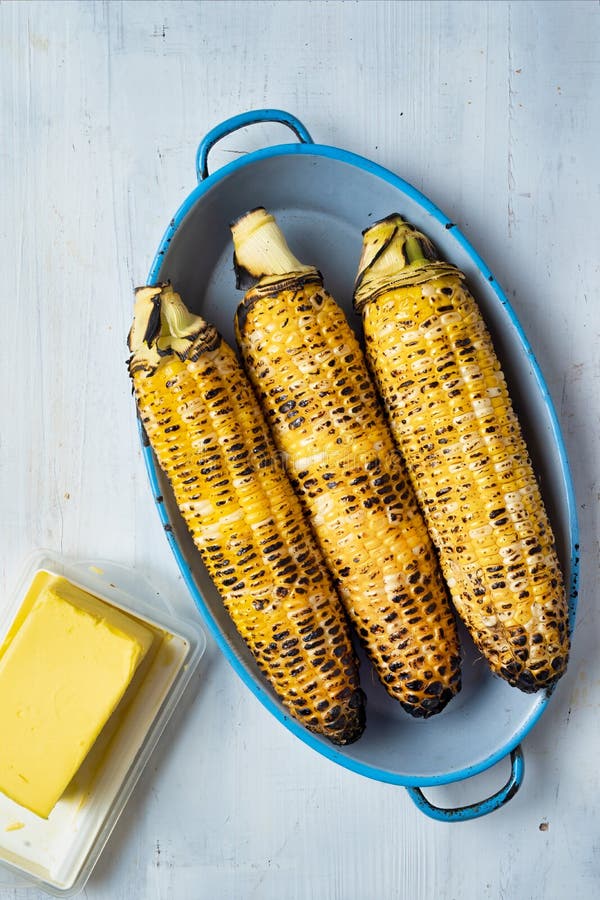 Mazorca De Maíz Asada a La Parrilla De Oro Imagen de archivo - Imagen de  elote, mazorca: 150185765