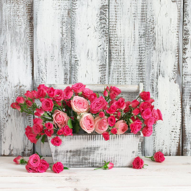 Mazzo delle rose rosa in scatola immagini stock libere da diritti Mazzo delle rose rosa in scatola immagini stock libere da diritti