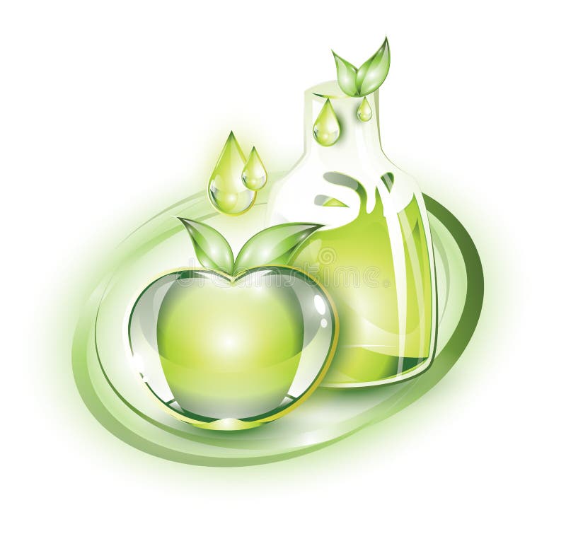 Maçã e suco verdes ilustração royalty free Maçã e suco verdes ilustração royalty free