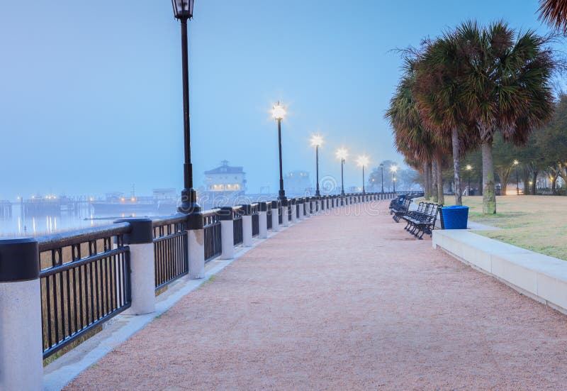 A foggy morning in the harbor along Waterfront Park in downtown Charleston, South Carolina. A foggy morning in the harbor along Waterfront Park in downtown Charleston, South Carolina.