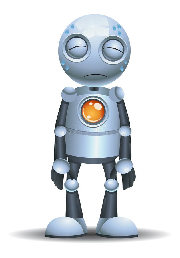 Mała robot emocja w zmęczonym ilustracja wektor Mała robot emocja w zmęczonym ilustracja wektor