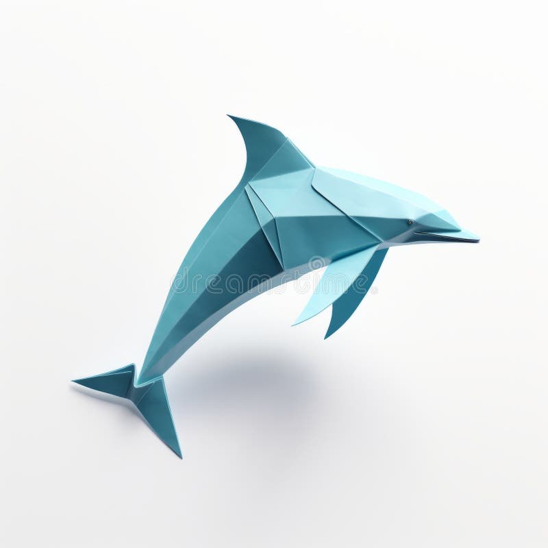 Małostkowy delfin 3d origami na białym akordowym zdjęciu royalty ilustracja