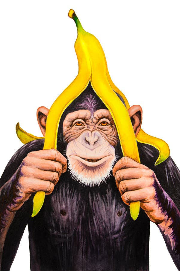 Małpa z bananową łupą ilustracji Małpa z bananową łupą ilustracji