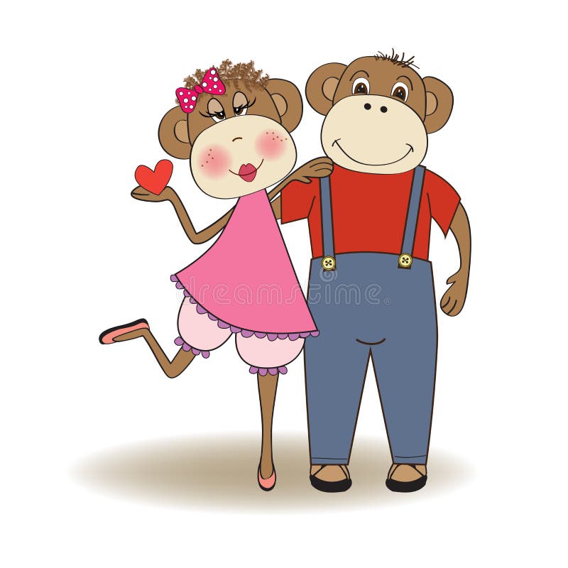 Download Małpy Dobierają Się W Miłości Ilustracja Wektor - Ilustracja złożonej z ssak, małpa: 28966244