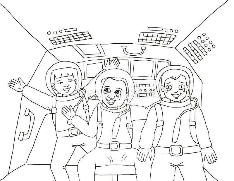 little astronaut crying happily inside the spaceship line art illustration made by photoshop. little astronaut crying happily inside the spaceship line art illustration made by photoshop
