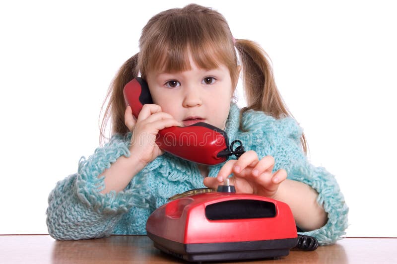Mały dziewczyna telefon mówi fotografia stock
