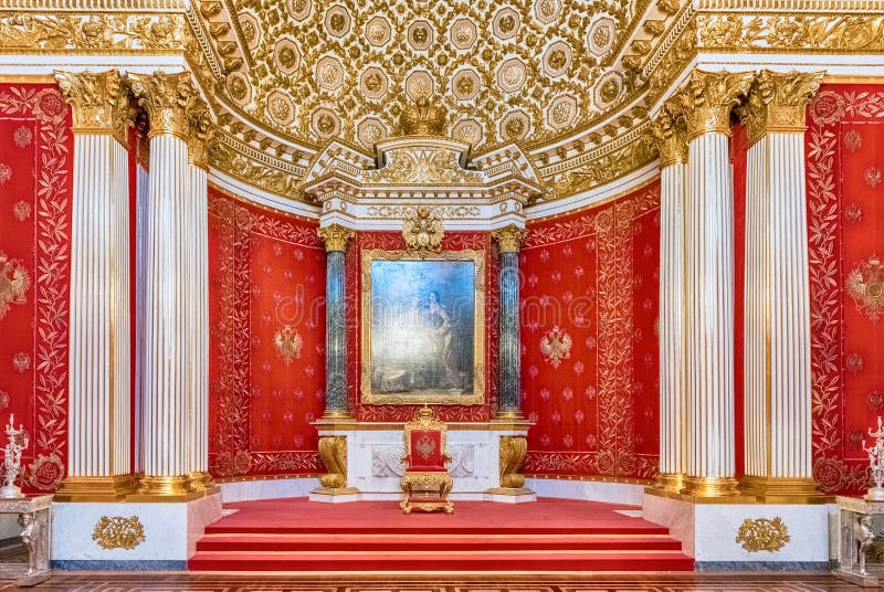 Mały Tronowy Hall, eremu muzeum, St Petersburg, Rosja zdjęcie stock