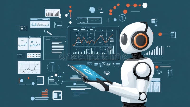 Mașini-unelte alimentate pentru învățare automată pentru analiza pieței stock illustration