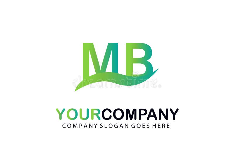 MB Green Leaf Letters Logo Design