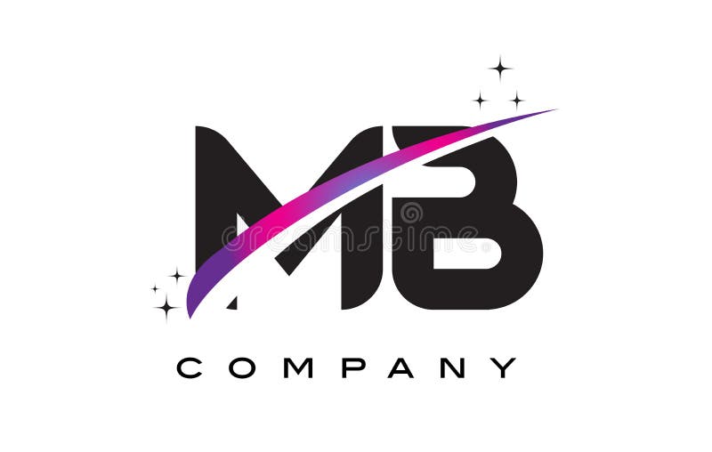 MB M B Black Letter Logo Design with Purple Magenta Swoosh