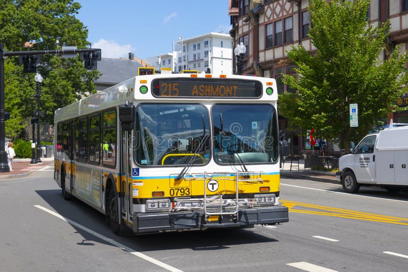 MBTA Bus Route 215 in Quincy, MA, USA Editorial Stock Photo - Image of ...