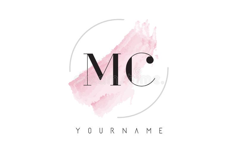 MC M C Watercolor Letter Logo Design with Circular Brush Pattern ...