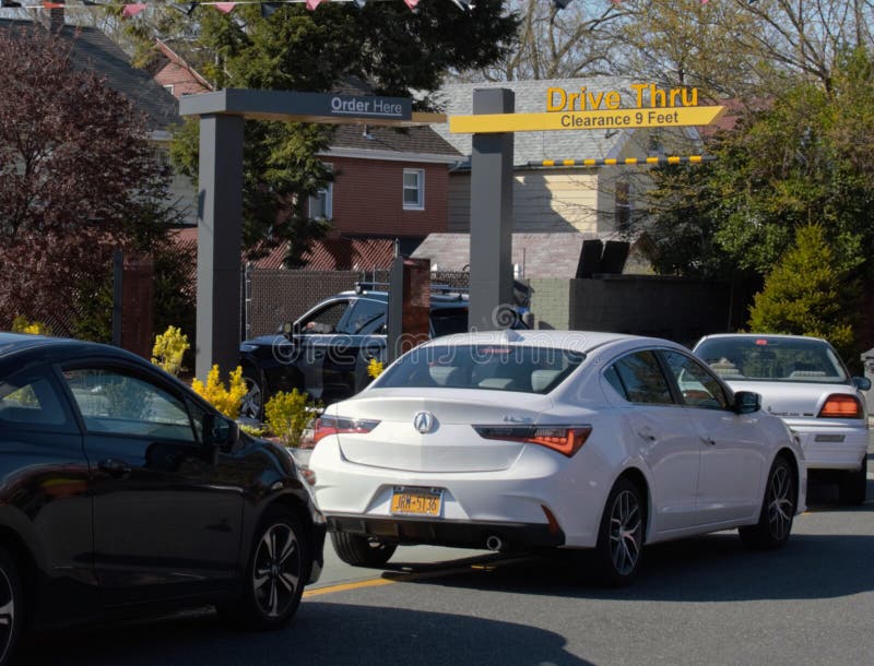 McDonald`s Drive Thru Line People Ordering Food NYC