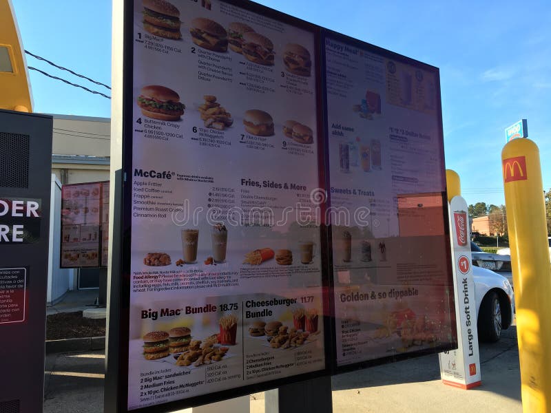 McDonalds Drive Thru Menu Side View Editorial Image Image of design