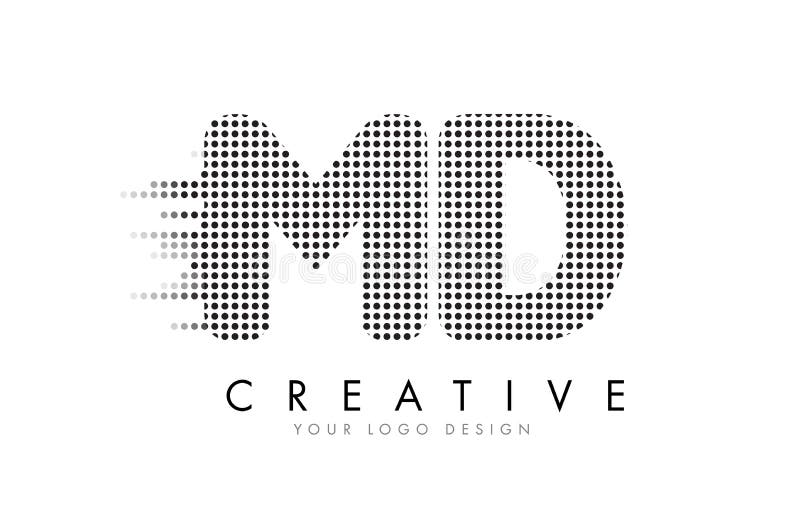 MD M D Letter Logo with Black Dots and Trails. Stock Vector Illustration of pattern, modern