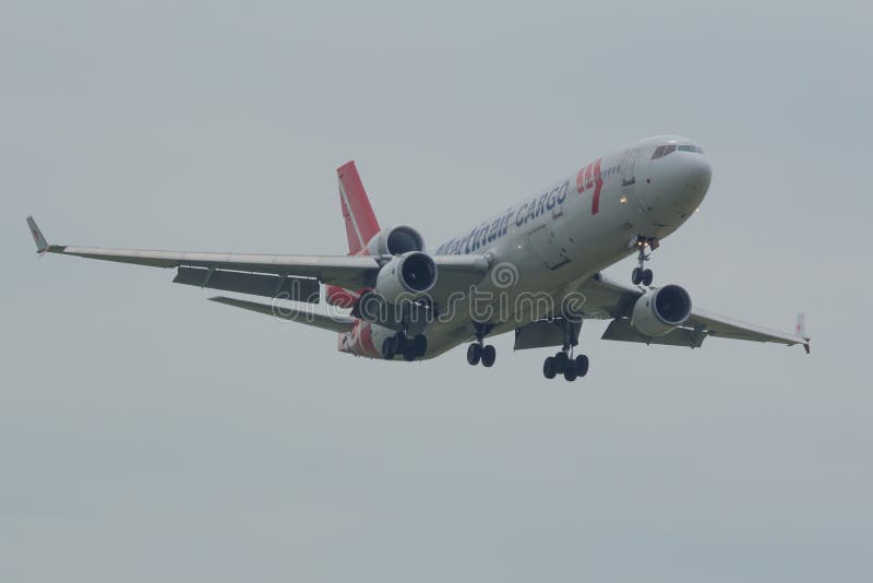 MD-11 PH-MCP of Martinair Cargo approaching for landing. MD-11 PH-MCP of Martinair Cargo approaching for landing