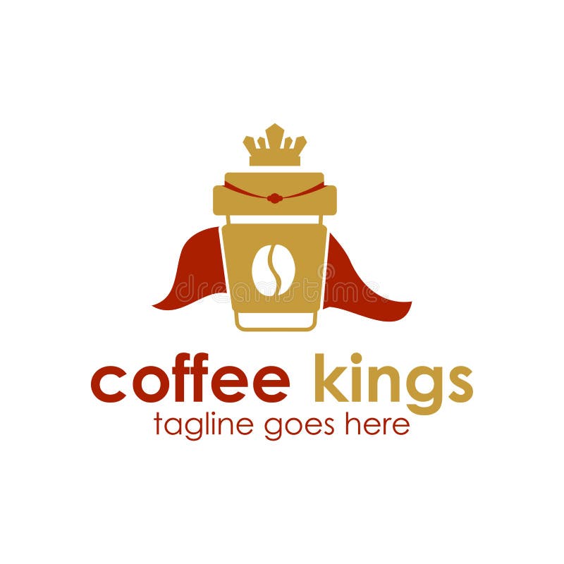 Coffee of King Premium Logo, with Flat Style Logo Template Stock Vector