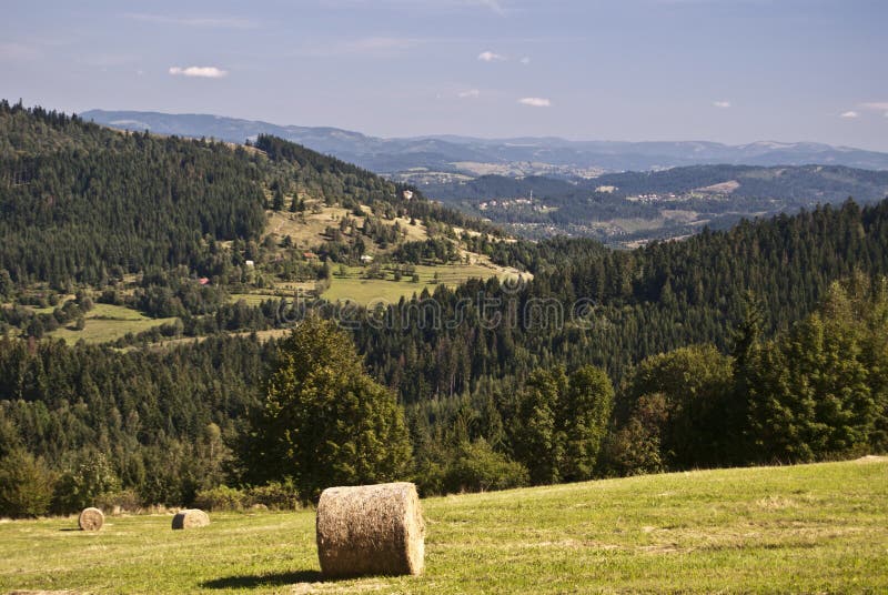 Meadow with hayrick and nice view