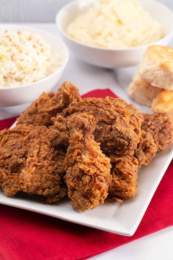 Meal Of Fried Chicken Mashed Potatoes Coleslaw And Buttermilk Biscuits ...