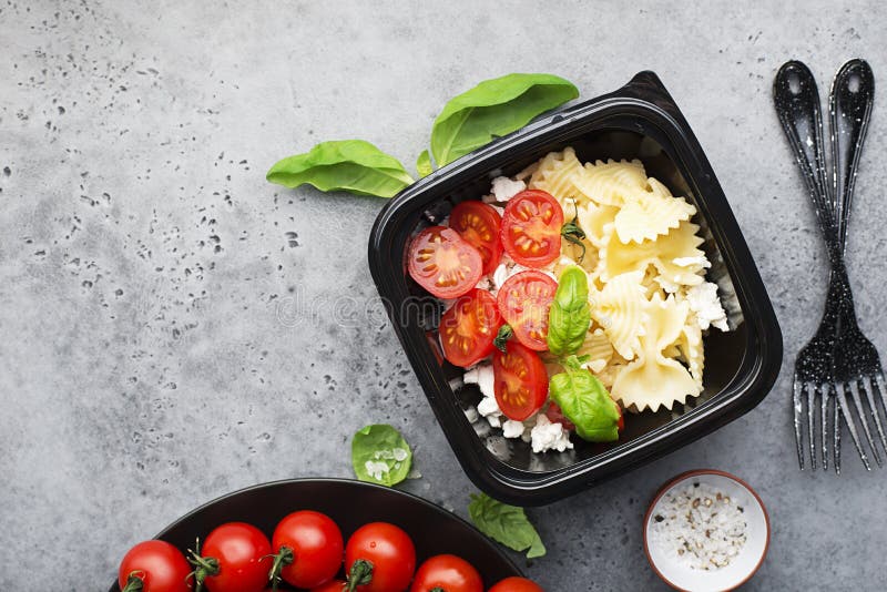 Healthy Meal Prep Containers with Pasta Salad, Vegetables, Chickpea and  Fruit on White Background Stock Photo - Image of container, pasta: 121419848